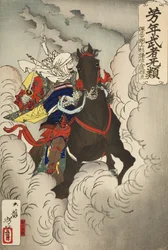 Uesugi Kenshin Nyūdō Terutora csatába lovagol