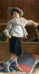 Fiatal férfi portréja, Tullio Salvatore Quinzio (1858-1918) festménye, olaj, vászon, 80x100 cm