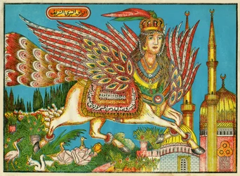 Al-Bourak (Al Bourak) (Buraq, Bouraq, Burak), nőfejű és pávafarkú lószárny, amelyen Mohamed Gábriel arkangyal vezetésével éjszaka utazott Mekkából Al-Aksába. Népszerű képek, Tunézia