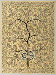 Selyem függő, hímzett életfával, 1800-as évek