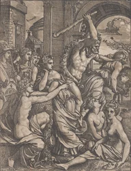 Herkules, aki a mohóságot üldözi a múzsák templomából, kb. 1520-27.