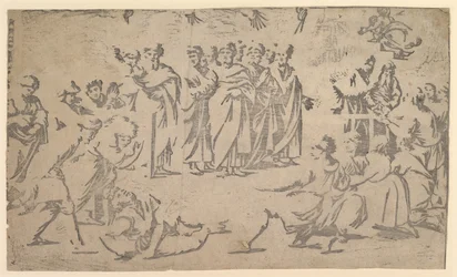 Ananiás halála apostolokkal körülvéve, 1518.