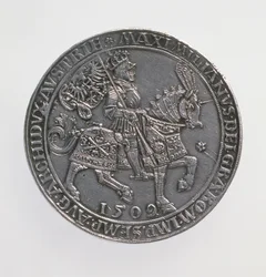 I. Maximilian császár (1493-1519) Kronungsdoppelguildiner (kettős guildener), antwerpeni pénzverde, egy 1509-es érme újrakibocsátása, 1517 (előlap) (ezüst) (a hátoldalt lásd: 168075)