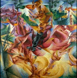Futurizmus: Umberto Boccioni (1882-1916) "" Elasticita"" (Elasticite) festménye