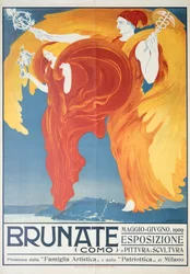 Plakát Umberto Boccioni (1882-1916) Brunate festészet és szobrászat kiállításához, kromolitográfia, 70x50 cm