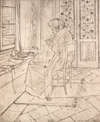 A művész anyja horgol, 1907.