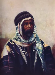 Egy burnousut viselő beduin sejk, 1902