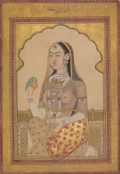 Bejeweled Maiden egy papagájjal, kb. 1670-1700.