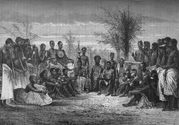 Egy Cape Coast-i király és udvara, 1880