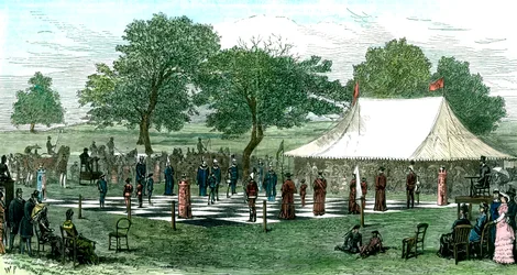 Sakkjátszma élő darabokkal, 1882