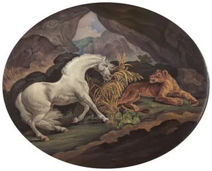 Egy ló, akit megrémít egy oroszlán, kb. 1800.