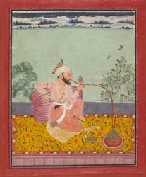 Egy Raja, aki vízipipát szív, kb. 1690-1710.