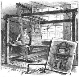 Egy Spitalfields-i selyemszövő a kézi szövőszékénél, 1884