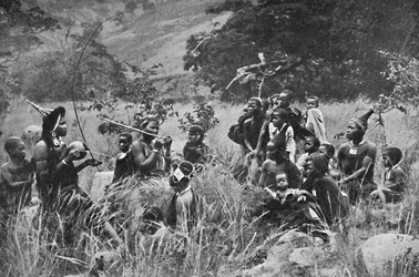 Zulu zenész és közönség, 1912