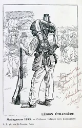 A Francia Idegenlégió hadoszlopa a madagaszkári Tananarive felé nyomul, 1895