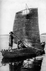 Egy nádbalsa vitorlás hajó, Bolívia, 1922