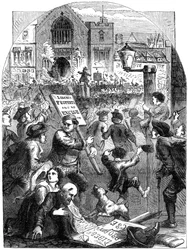 Zavargó gyűlés a Parlament épülete előtt, London, 18. század, 19. század