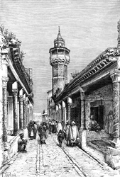 Egy utca Tunisz Suk kerületében, Tunéziában, 1895