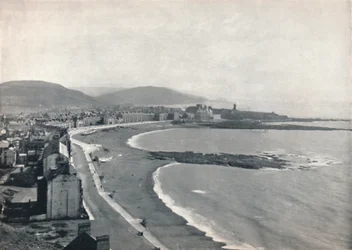 Aberystwyth – Kilátás az öbölre, a kastély és az egyetemi főiskola bemutatásával, 1895