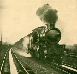Csillagosztályú motor, nagy sebességgel vizet szív fel, Goring, Great Western Railway, 1930.