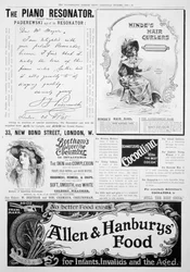 Egy hirdetési oldal az Illustrated London Newsban, karácsonyi szám, 1896