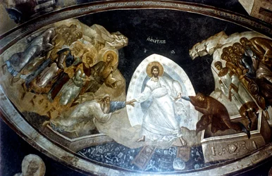 Anastasis, freskó a chorai Krisztus-templom parekklesionjában, c1310-c1320