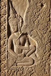 Apsara táncos faragás Angkor Watban, Siem Reapben, Kambodzsában
