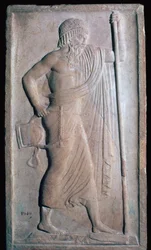 Apollón archaikus római domborműve