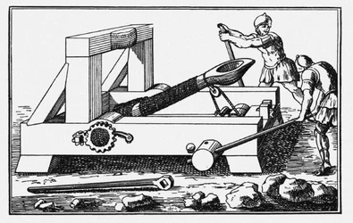 Arkhimédész ostromkatapultja. Polübiosz Történetek című művéből, 1727