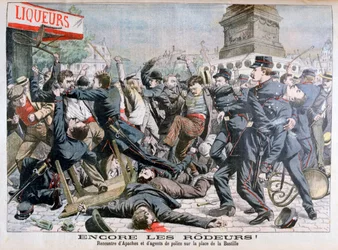 Fegyveres bűnözők harcban a rendőrséggel, Place de la Bastille, Párizs, 1904
