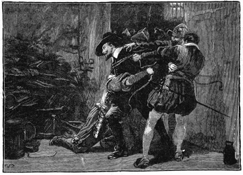 Guy Fawkes letartóztatása a Parlament pincéjében, 1605 XIX. század
