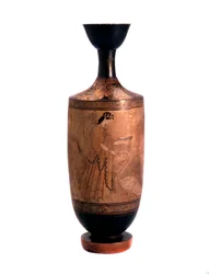 Artemis egy hattyúval. Lekythos, fehér alapon, ie 490 körül