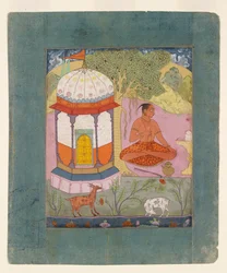 Aszkéta tájban, a zenei módot illusztrálva Bangali Ragini, c1675
