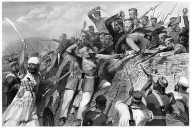 A lázadók támadása a Redan Battery ellen Lucknowban, 1857. július 30., 1860.