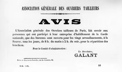Avis, a Párizsi Kommün francia politikai plakátjairól, 1871. május