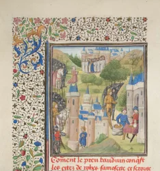 Boulogne-i Baldwin belép Edesszába 1098 februárjában. Miniatűr a Historiából, Tyrusi Vilmos, 1460-as évek