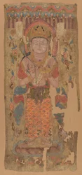 Banner Bodhisattvával, esetleg Mahamayurival, 9-10. század.