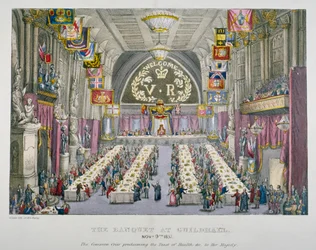 Bankett a Guildhallban Viktória királynő tiszteletére, London City, 1837