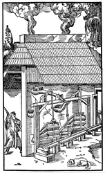 Az olvasztókemence huzatát biztosító fújtató, 1556