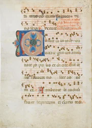 Bifolium C kezdőbetűvel, egy antifóniából, kb. 1320.