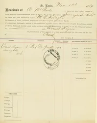 Fuvarlevél, gőzhajó M [ary] E. Forsyth, Sunnyside, Arkansas, 1864. november 1.