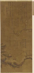 Madarak és szilvavirágok a hóban, Ming-dinasztia, 1368-1644.