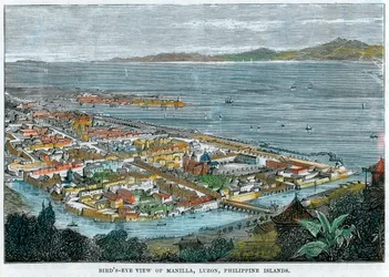 Madártávlatból Manilla, Luzon, Fülöp-szigetek, 1880
