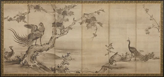 Madarak, virágok és fák: hátul, bambuszfák, Momoyama-korszak, 1568-1615.