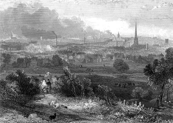 Birmingham dél felől nézve füstölgő kémények, c1860