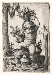 Fiú gyümölcskosárral, 1500-as vagy 1600-as évek.