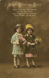 Bright Christmas Hours vintage karácsonyi üdvözlőlap, c1900