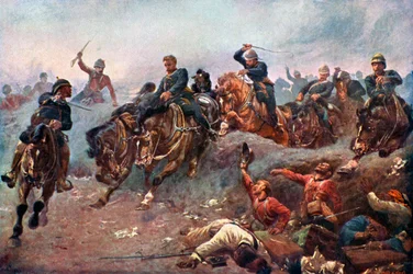 Brit tüzérség belép az ellenség vonalába Tel-El-Kebirnél, 1882, 1920