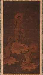 Buddha Amida üdvözlő leszármazása, Kamakura-korszak, 14. század.