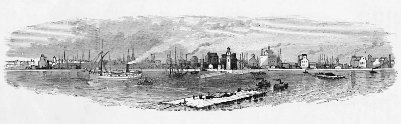Buffalo Harbor, a hullámtörőből, 1883